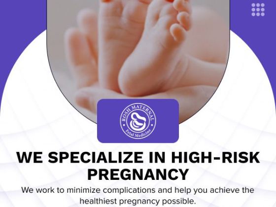 High-risk pregnancy care advertisement featuring baby feet