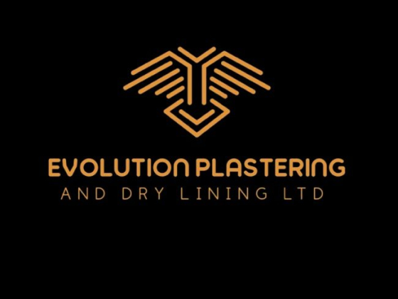 Orange geometric design with company name on black background