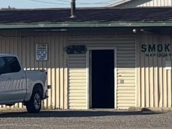Truck parked at Smoke Junction marijuana store