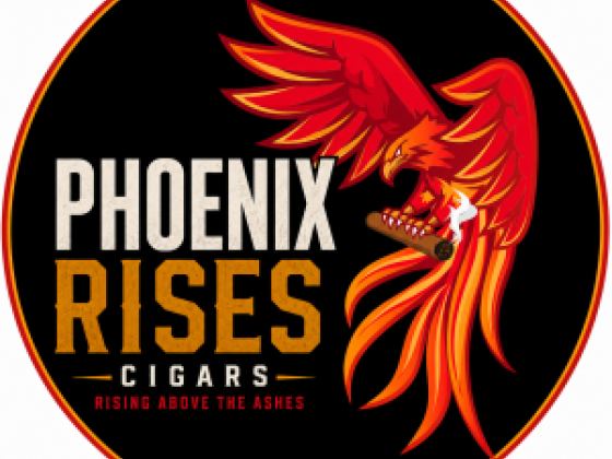 Logo featuring a phoenix holding cigars, rising above the ashes.