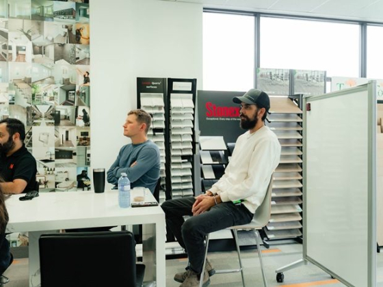 Young professionals in a creative office discussion