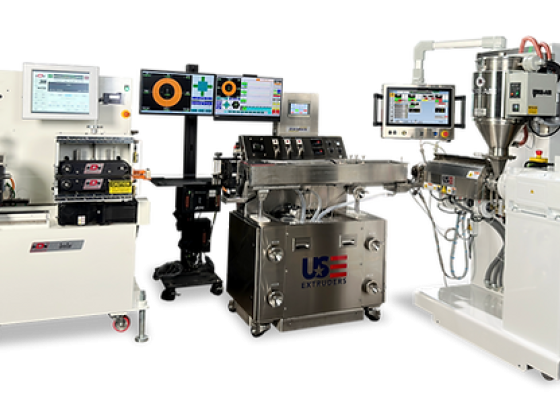 High-tech extrusion machines in a manufacturing setup