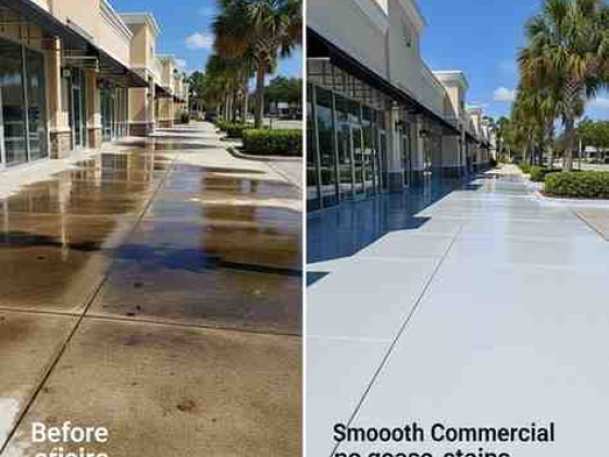 Sidewalk transformation with cleaning treatment