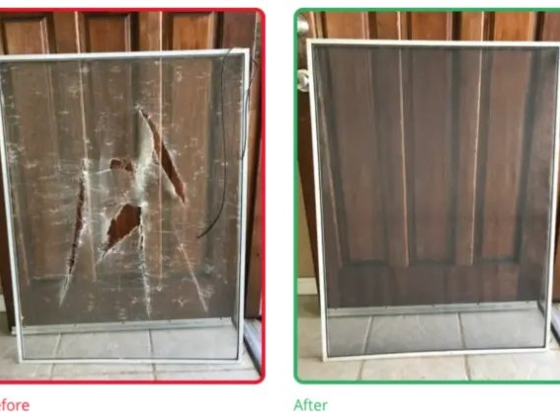 Comparison of a damaged and repaired screen