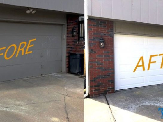 Comparison of old and new garage doors