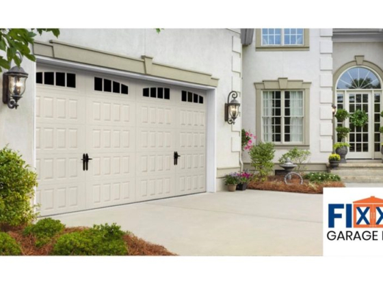 House with garage and FIXxed Garage Doors brand logo