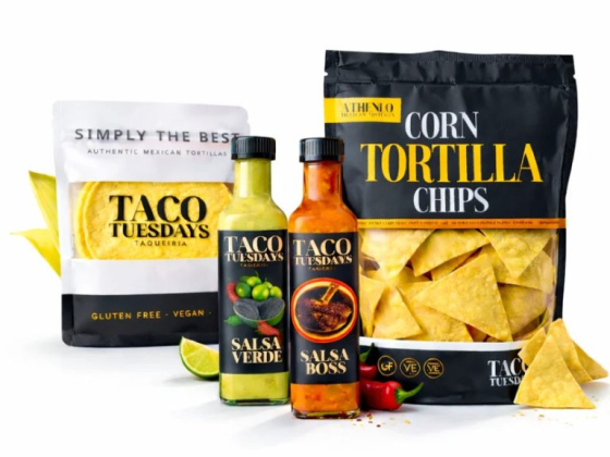 Taco Tuesdays branded tortilla chips and salsas