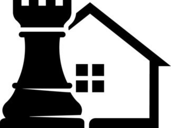 Black rook and house combined icon