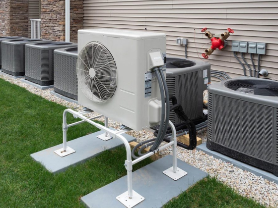 Outdoor HVAC units installed alongside a building