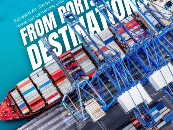 Forward Air Cargo logistics advertisement themed 'From Ports to Destinations'