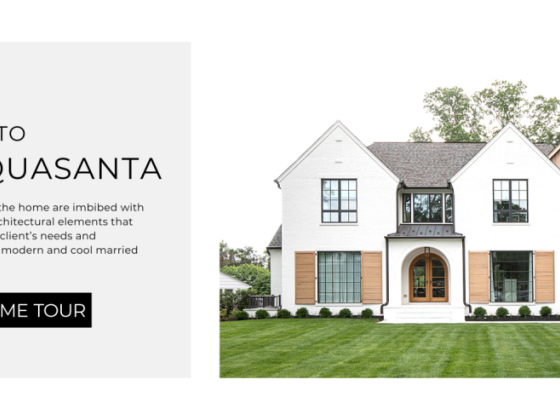 Elegant home tour invitation with classic modern design