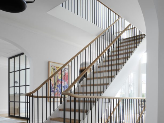 Contemporary design hallway with a stylish staircase