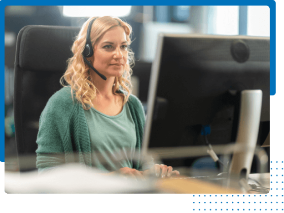 Customer service representative working on computer