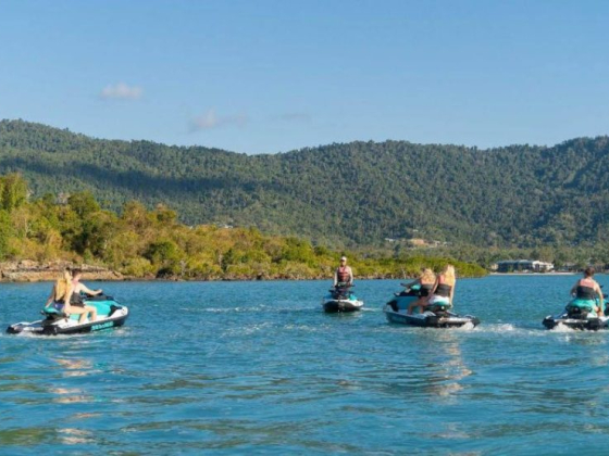 Jet skiers enjoying a sunny day on the water