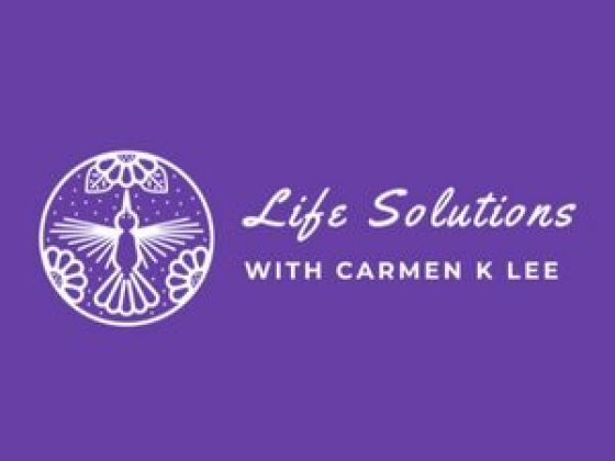 Life Solutions logo with bird and text on purple