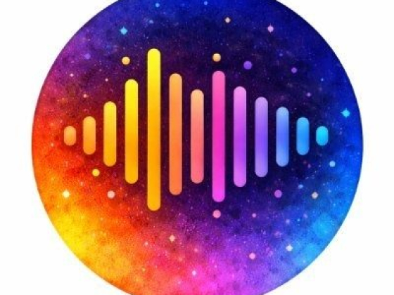 Vibrant soundwave on starry, galaxy background