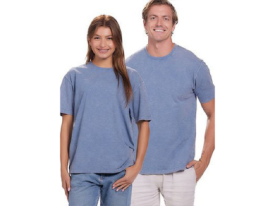 Smiling individuals in casual blue shirts