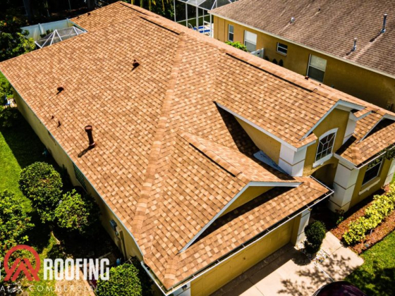 Newly installed shingle roof on a residential home