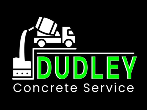 Dudley Concrete Service logo with truck and bold text