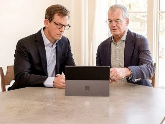 Business meeting using a Microsoft Surface device