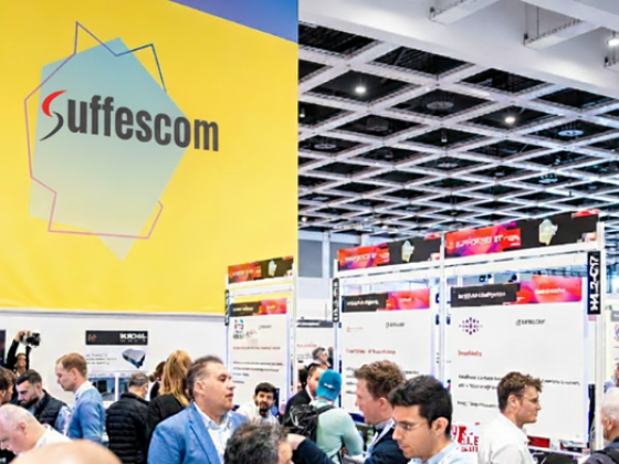 Attendees engage at a bustling tech conference