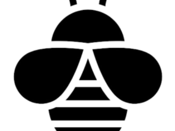 Simple black and white bee illustration