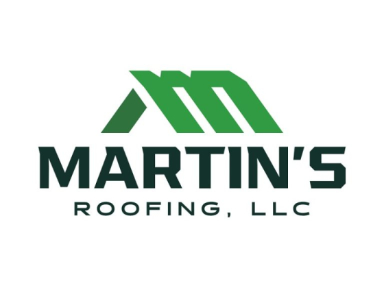 Logo for Martin's Roofing LLC in green and black