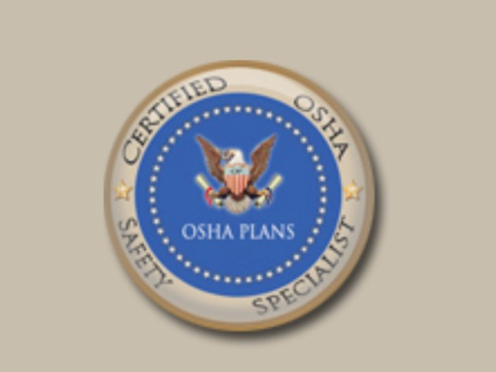 Circular emblem with OSHA Plans and eagle