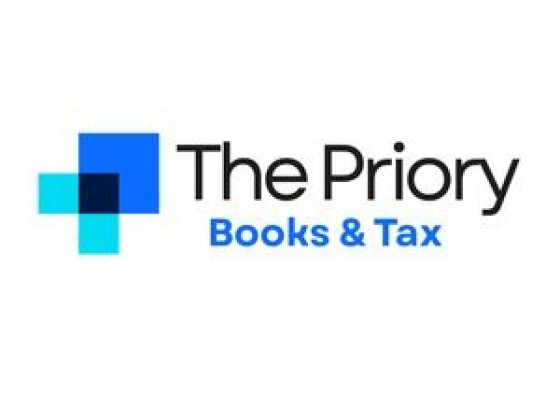 Logo for The Priory Books & Tax featuring square patterns