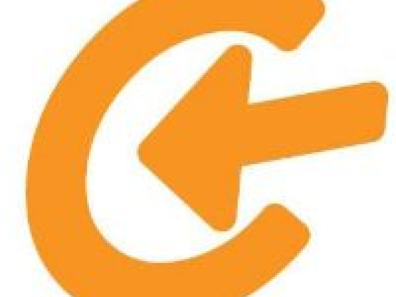 Logo with orange arrow in letter C shape