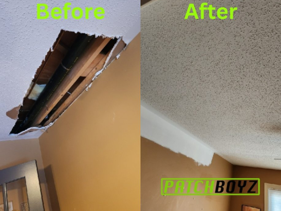 Ceiling damage fixed and patched by Patchboyz