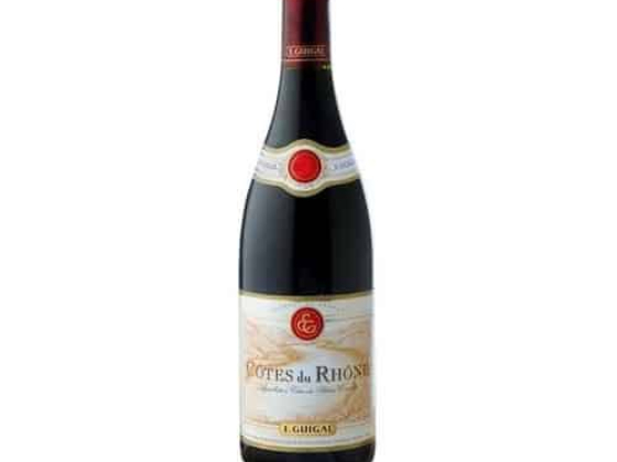 Bottle of Côtes du Rhône wine from E. Guigal