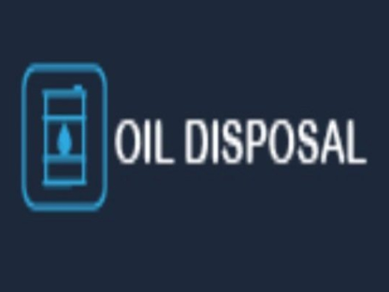 Oil disposal symbol with text on dark backdrop