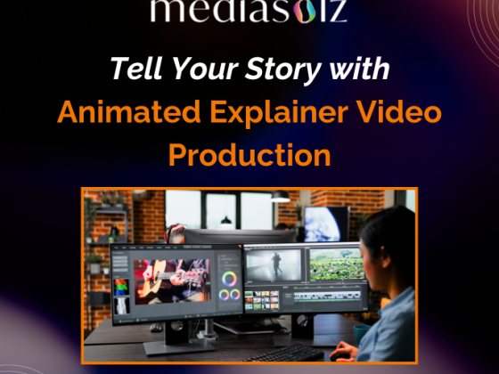 Person working on animated video editing at computer
