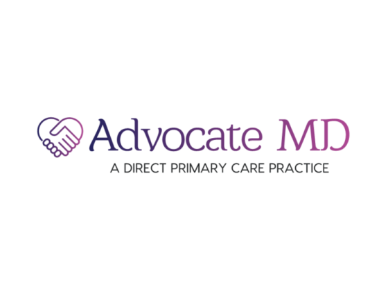 Logo of Advocate MD direct care practice with handshake icon