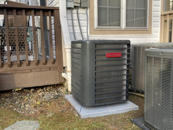 Air conditioning unit installed outside a residential building