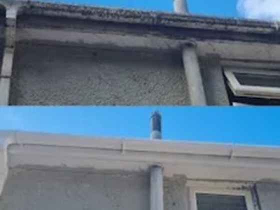 Comparison of gutters before and after cleaning