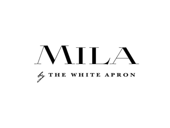 Elegant logo featuring 'Mila by The White Apron'