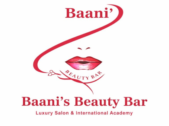 Baani's Beauty Bar logo with red lips and elegant swirl design.