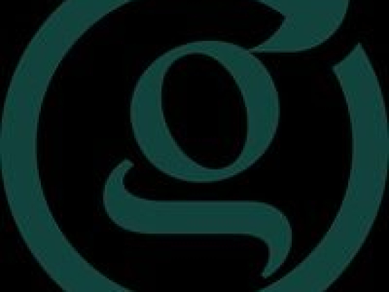 Abstract design of 'g' within circular border