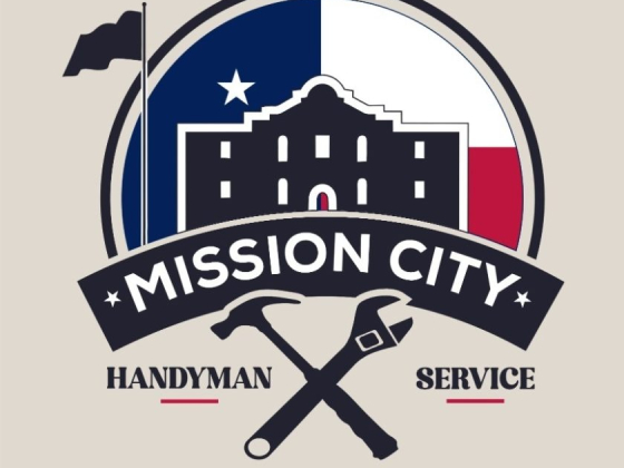 Logo featuring Alamo silhouette and contact number for handyman services