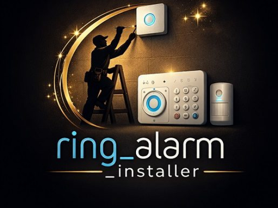 Illustration of a technician setting up an alarm system