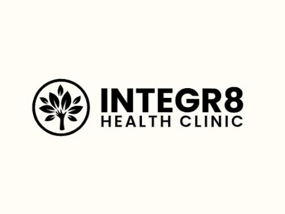 Logo of Integr8 Health Clinic featuring a stylized tree.