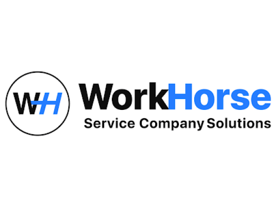 Logo featuring 'WorkHorse' in blue and black text