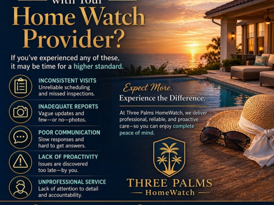 Promotional flyer for Three Palms HomeWatch service